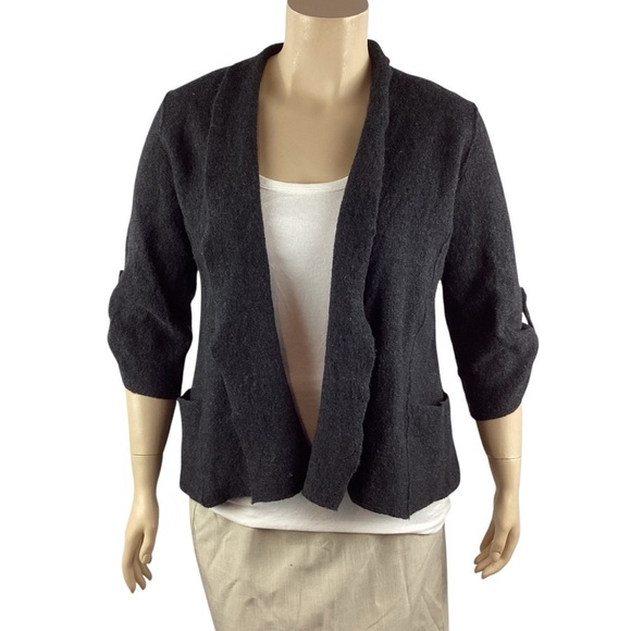 Eileen Fisher Jackets & Blazers - Eileen Fisher Felted Merino Wool Open Jacket Dark Gray L